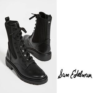 Sam Edelman Women's Leather Lydell Combat Boots Booties Shoes Size 10.5 M Black